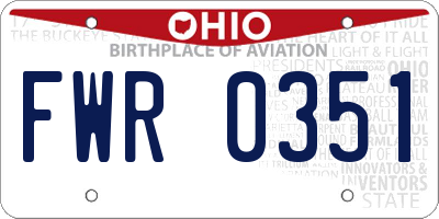 OH license plate FWR0351