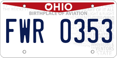 OH license plate FWR0353