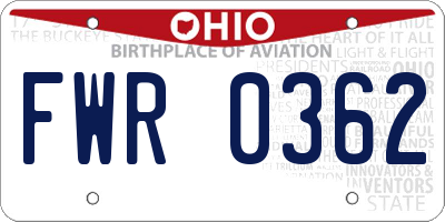 OH license plate FWR0362