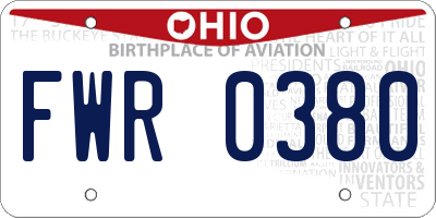 OH license plate FWR0380
