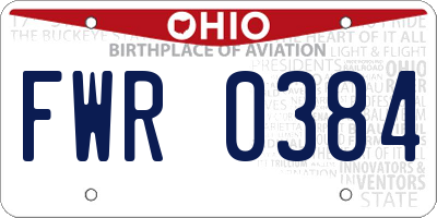 OH license plate FWR0384