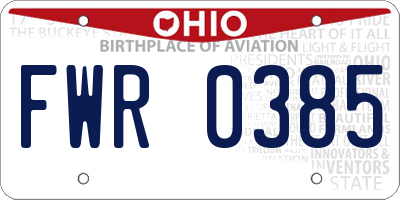 OH license plate FWR0385