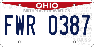 OH license plate FWR0387