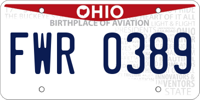 OH license plate FWR0389