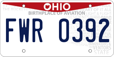 OH license plate FWR0392