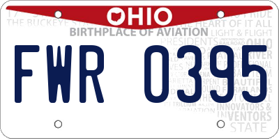 OH license plate FWR0395
