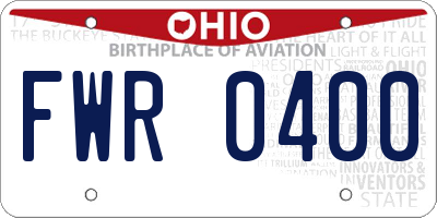 OH license plate FWR0400