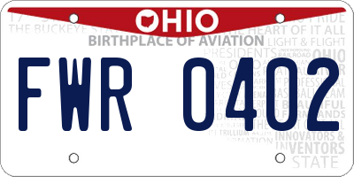 OH license plate FWR0402