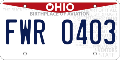 OH license plate FWR0403