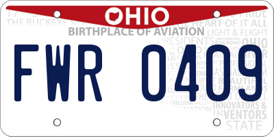 OH license plate FWR0409