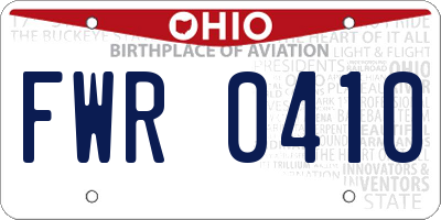 OH license plate FWR0410