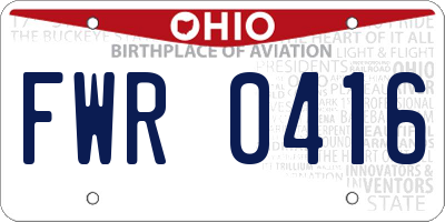 OH license plate FWR0416