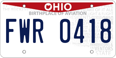 OH license plate FWR0418