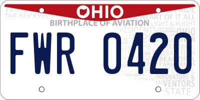 OH license plate FWR0420