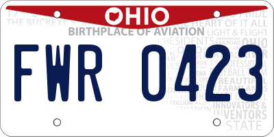 OH license plate FWR0423