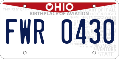 OH license plate FWR0430