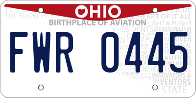 OH license plate FWR0445