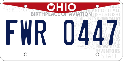 OH license plate FWR0447