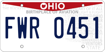 OH license plate FWR0451