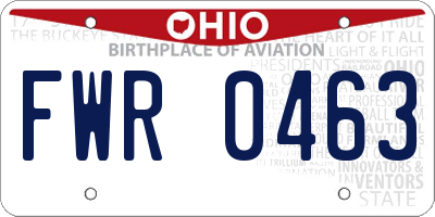 OH license plate FWR0463