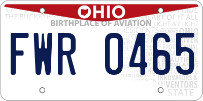 OH license plate FWR0465