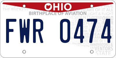 OH license plate FWR0474