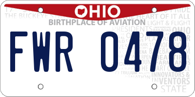 OH license plate FWR0478