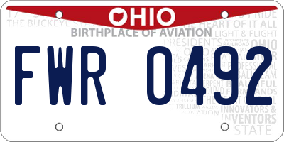 OH license plate FWR0492