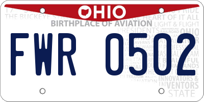 OH license plate FWR0502