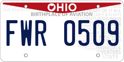 OH license plate FWR0509
