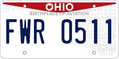 OH license plate FWR0511