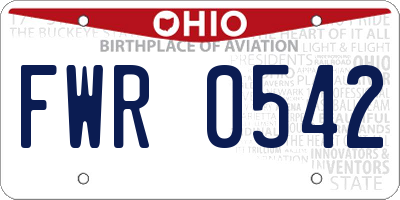 OH license plate FWR0542