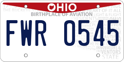 OH license plate FWR0545