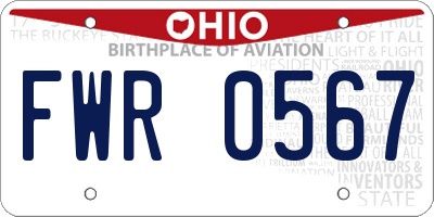 OH license plate FWR0567