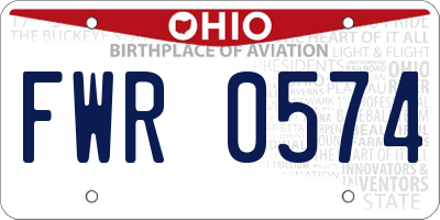 OH license plate FWR0574