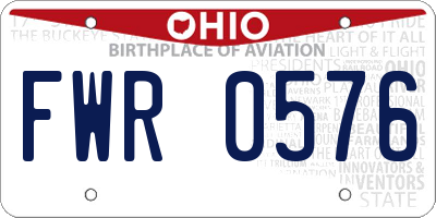 OH license plate FWR0576