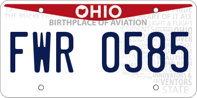 OH license plate FWR0585