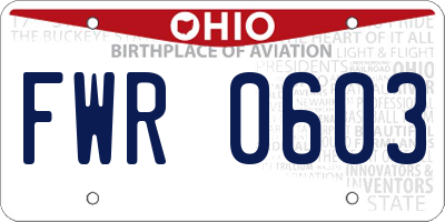 OH license plate FWR0603