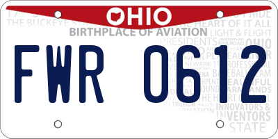 OH license plate FWR0612