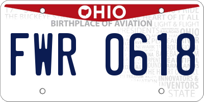 OH license plate FWR0618
