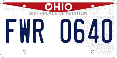 OH license plate FWR0640
