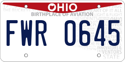 OH license plate FWR0645
