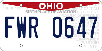 OH license plate FWR0647