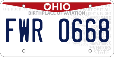 OH license plate FWR0668