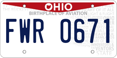 OH license plate FWR0671