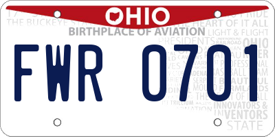 OH license plate FWR0701