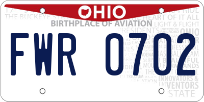 OH license plate FWR0702