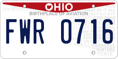 OH license plate FWR0716