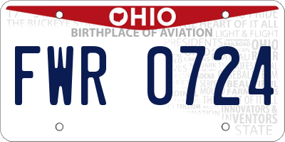 OH license plate FWR0724