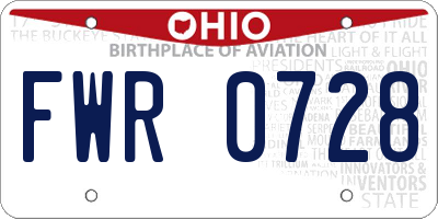 OH license plate FWR0728